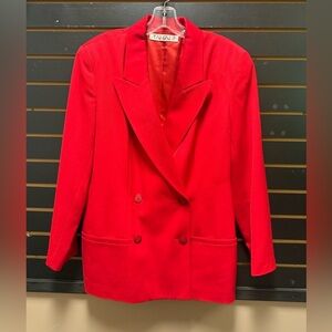 Tahari Red 100% Wool Double Breasted Blazer Size 12